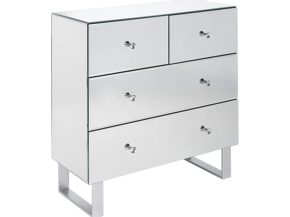 Beliani Lipasto Peililasi 4 Laatikkoa Hopea Nesle Fashion