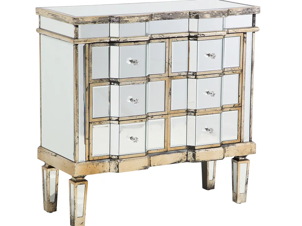 Beliani Lipasto Peililasi 6 Laatikkoa Hopea Mozela Cheap