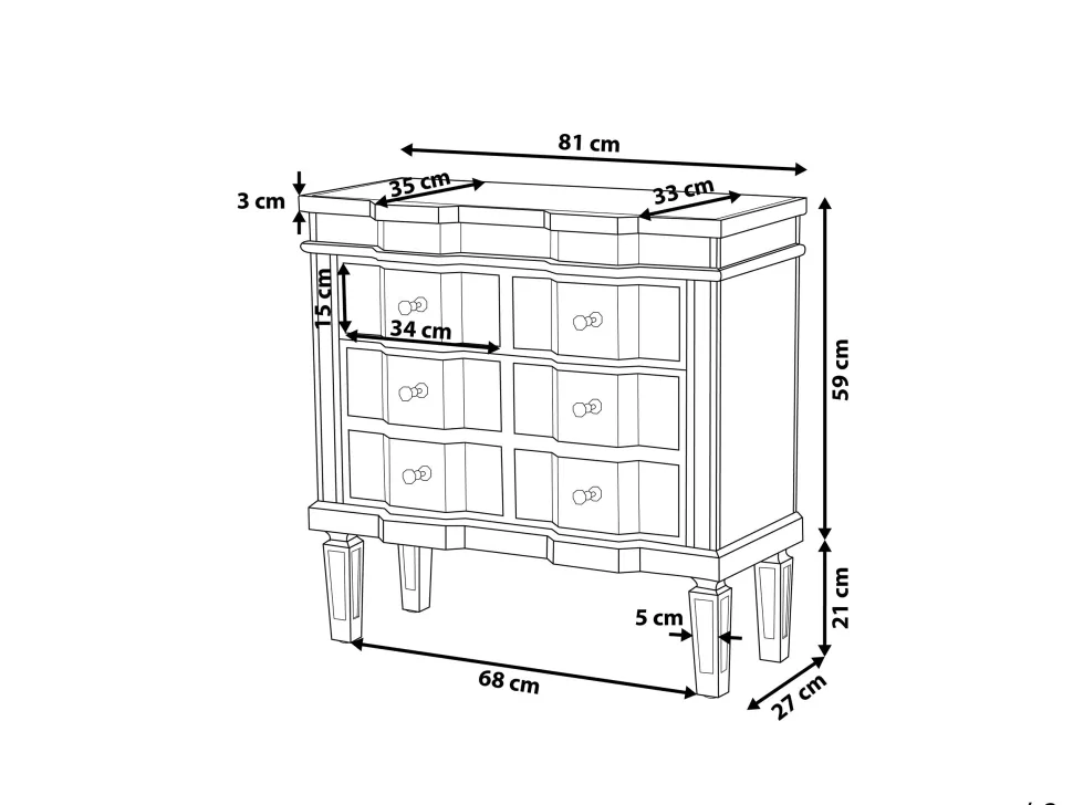 Beliani Lipasto Peililasi 6 Laatikkoa Hopea Mozela Cheap
