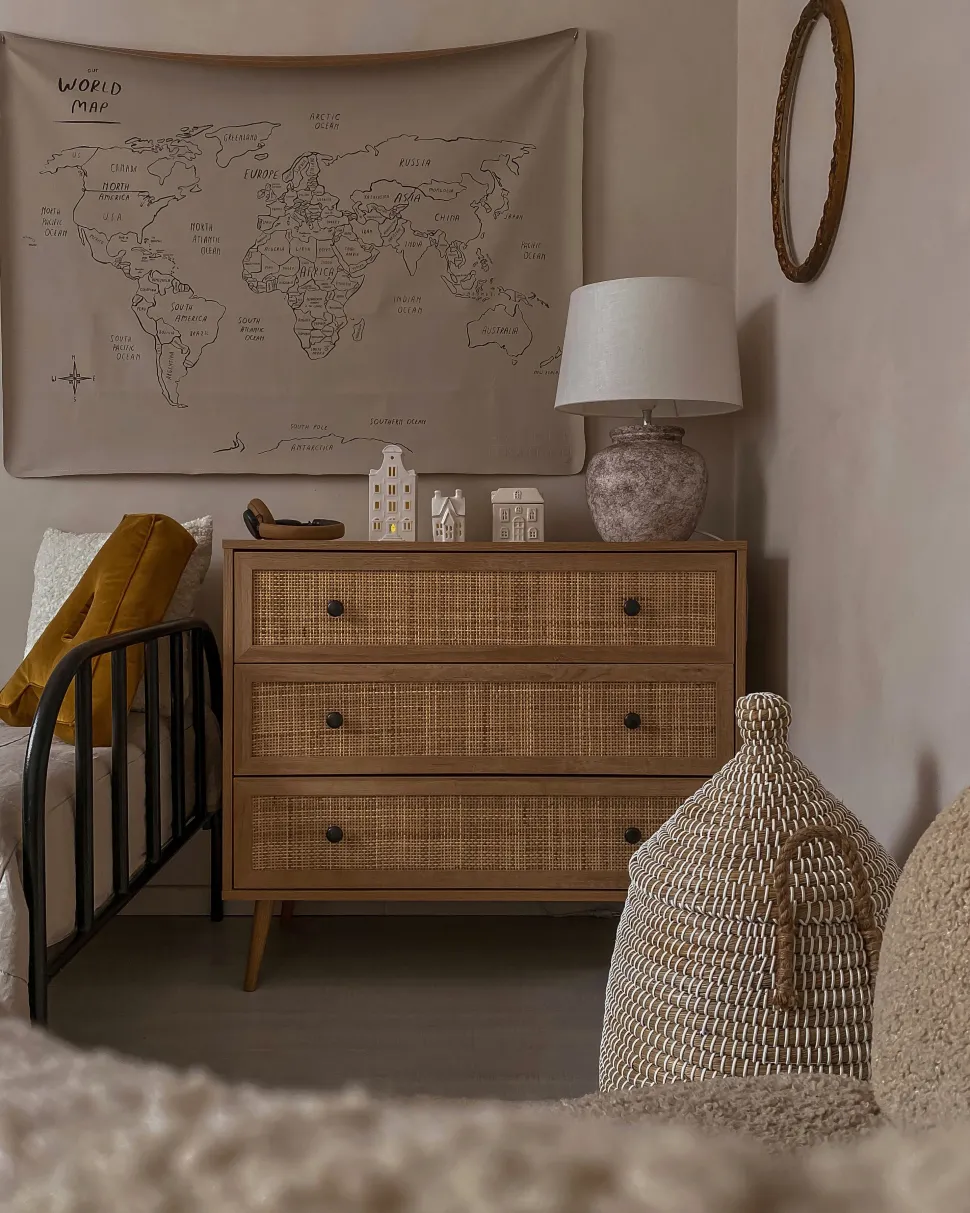 Beliani Lipasto Rottinki 3 Laatikkoa Vaalea Puu Ponca Cheap