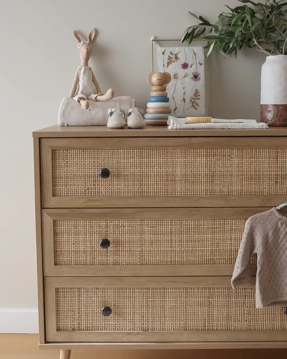 Beliani Lipasto Rottinki 3 Laatikkoa Vaalea Puu Ponca Cheap