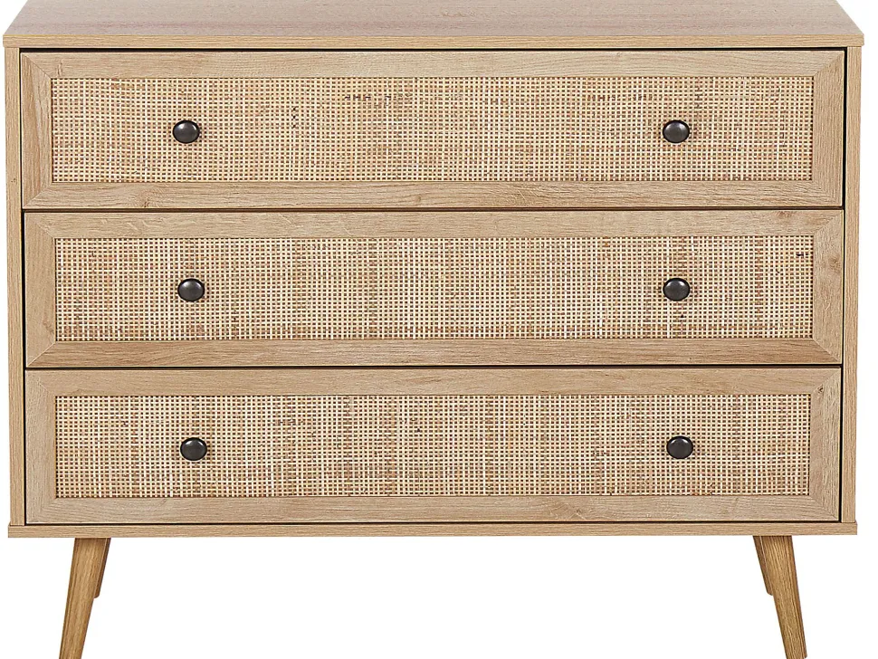 Beliani Lipasto Rottinki 3 Laatikkoa Vaalea Puu Ponca Cheap