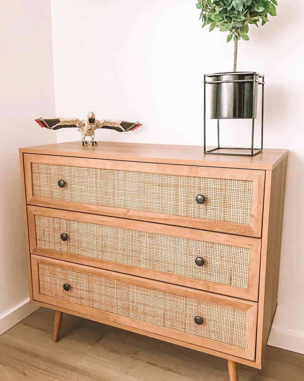 Beliani Lipasto Rottinki 3 Laatikkoa Vaalea Puu Ponca Cheap