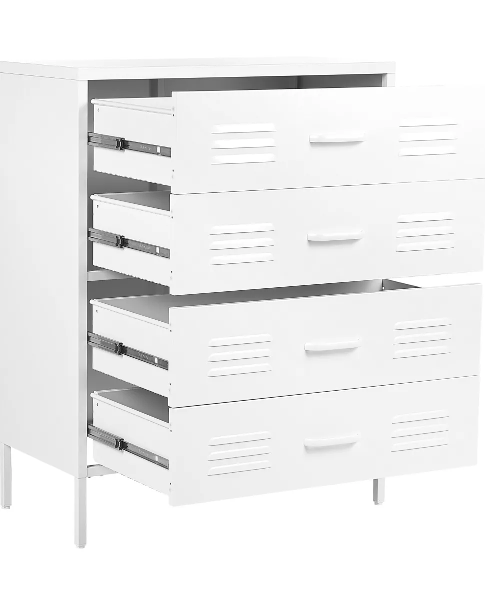 Beliani Lipasto Teras 4 Laatikkoa Valkoinen Enago Best Sale