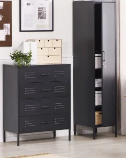 Beliani Lipasto Teras 4 Laatikkoa Musta Enago Best