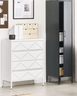 Beliani Lipasto Teras 4 Laatikkoa Valkoinen Matana Flash Sale