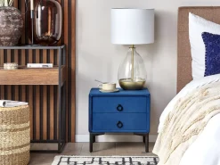 Beliani Makuuhuonesetti Sametti 3 Osaa Laivastonsininen 180 X 200 Cm Sezanne Cheap