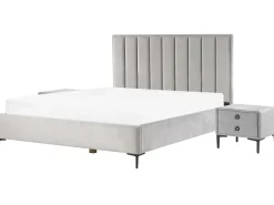 Beliani Makuuhuonesetti Sametti 3 Osaa Vaaleanharmaa 180 X 200 Cm Sezanne Cheap