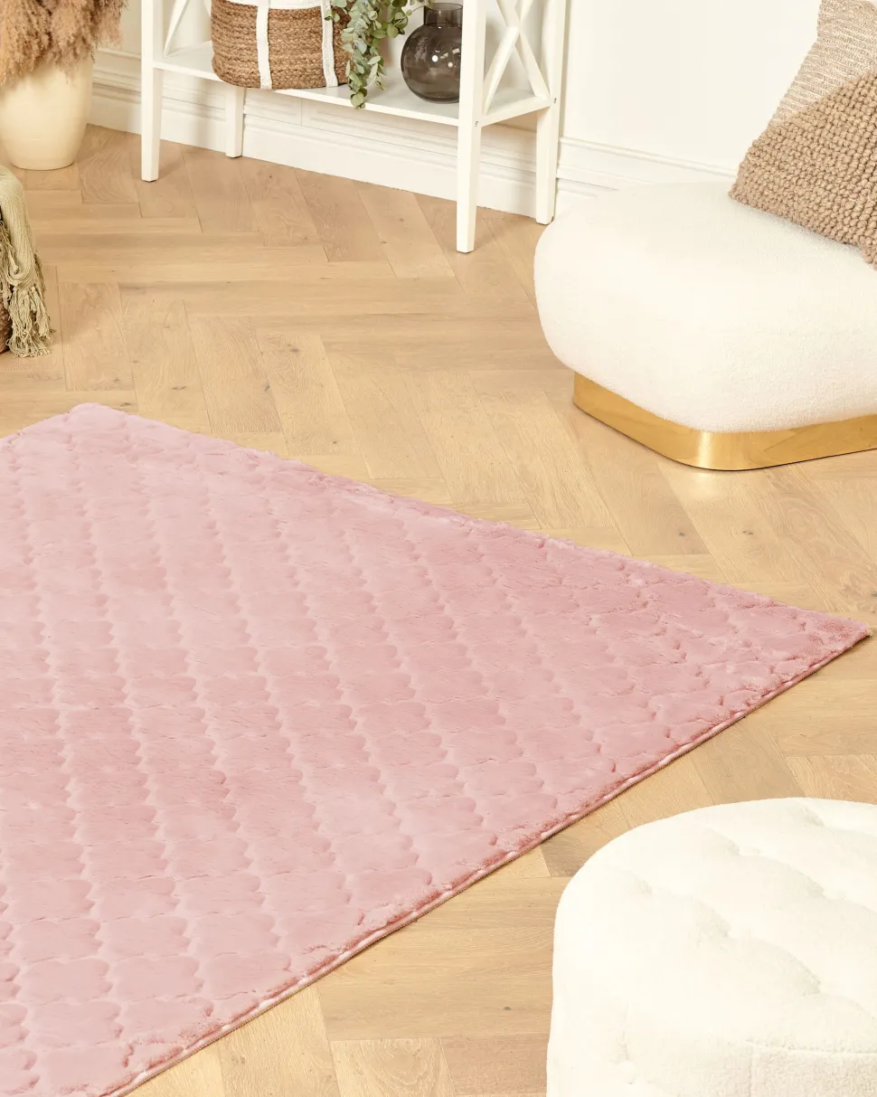 Beliani Matto Janiksen Tekoturkis Vaaleanpunainen 160 X 230 Cm Gharo Store