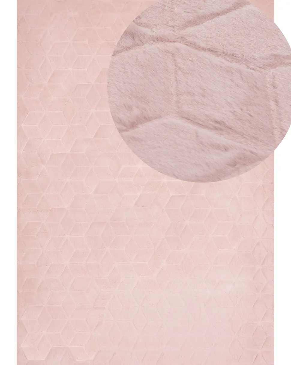 Beliani Matto Janiksen Tekoturkis Vaaleanpunainen 160 X 230 Cm Thatta Clearance