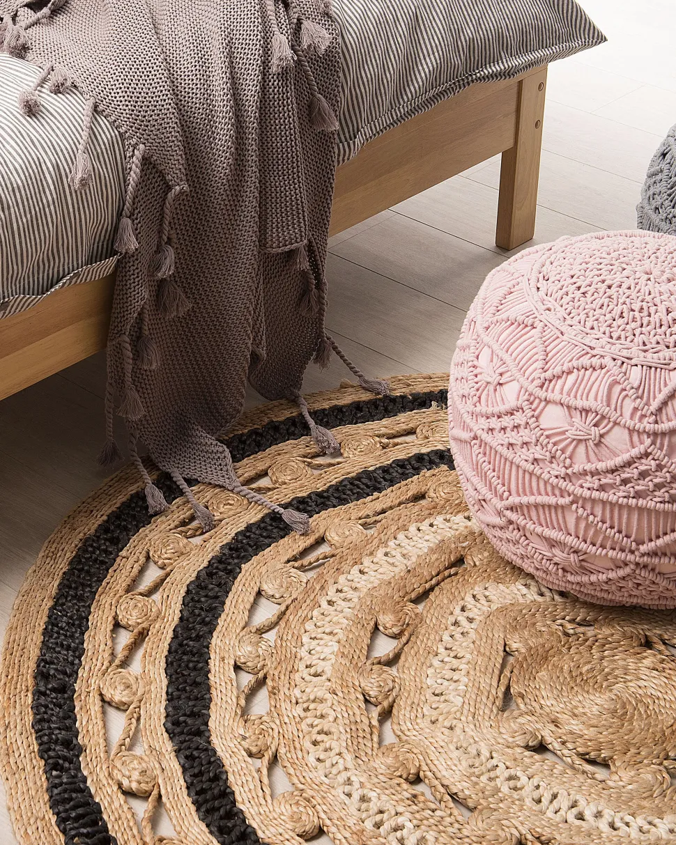 Beliani Matto Juutti Beige/Musta 140 Cm Goyne Best