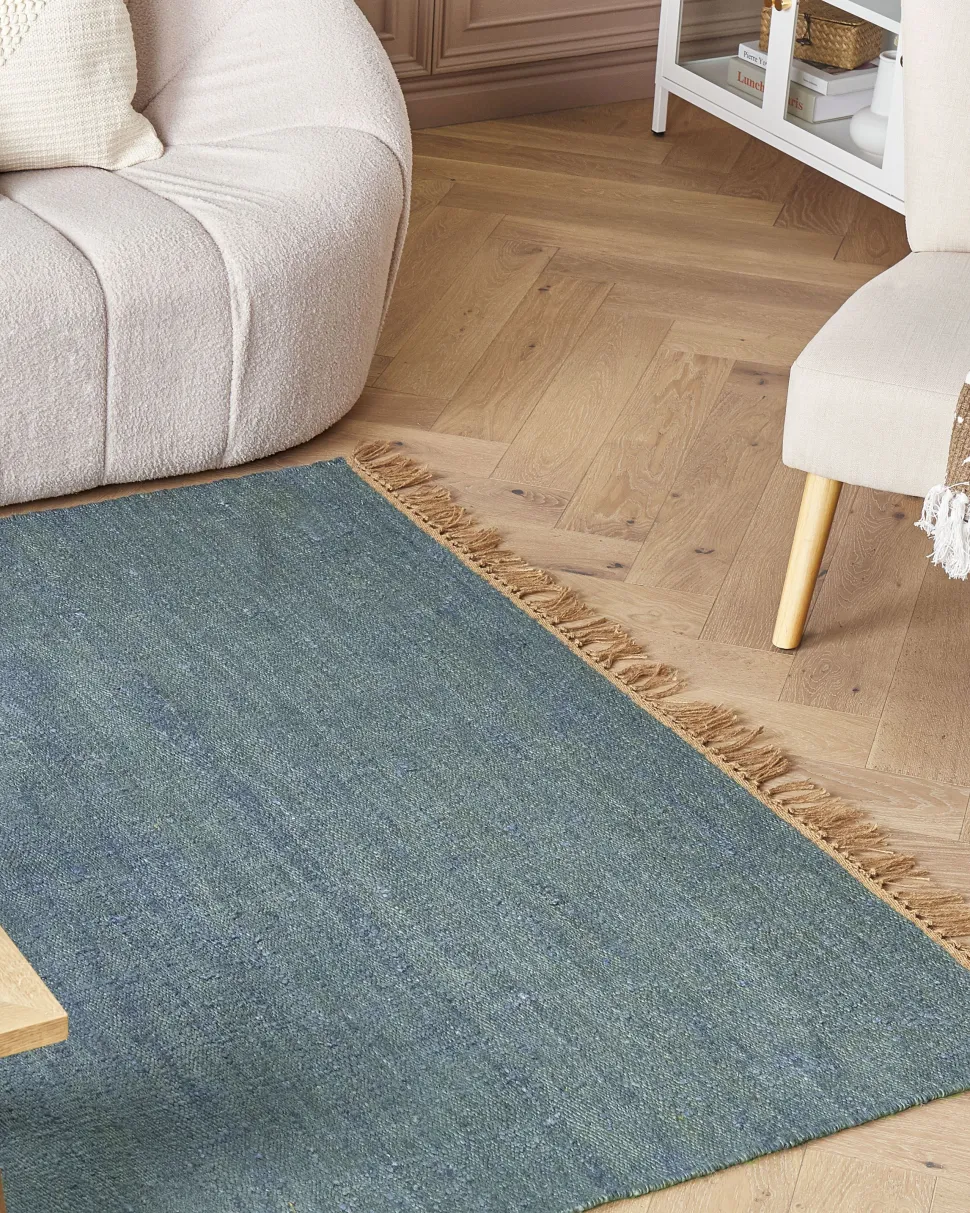 Beliani Matto Juutti Sininen 160 X 230 Cm Lunia Cheap