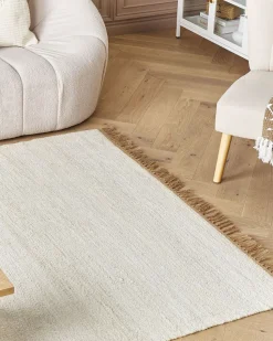 Beliani Matto Juutti Vaalea Beige 160 X 230 Cm Lunia Clearance