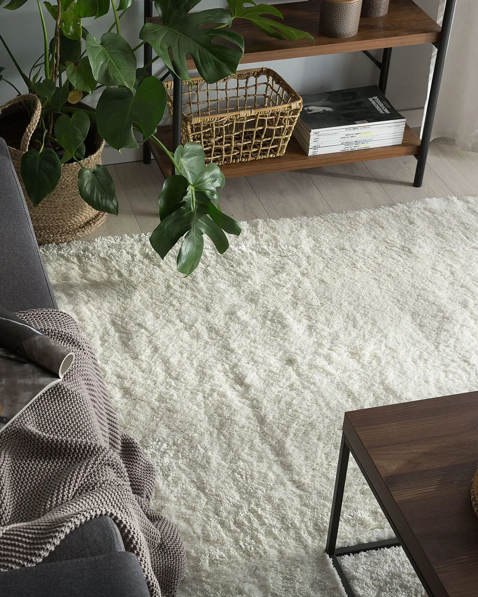 Beliani Matto Kangas Valkoinen 200 X 200 Cm Evren Shop