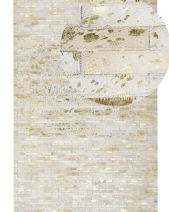 Beliani Matto Lehmannahka Beige/Kulta 160 X 230 Cm Tokul Store