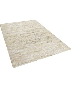 Beliani Matto Lehmannahka Beige/Kulta 160 X 230 Cm Tokul Store