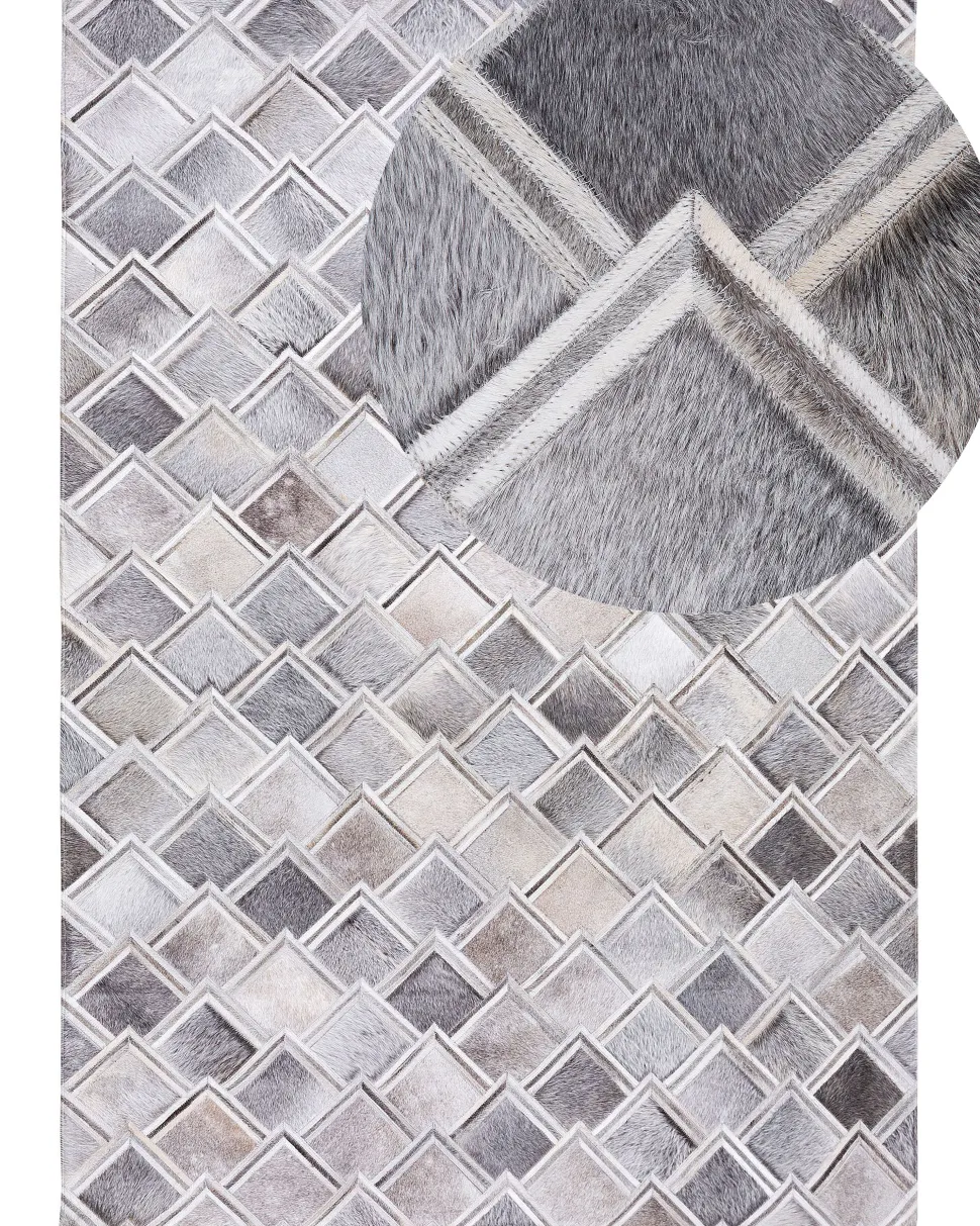 Beliani Matto Lehmannahka Harmaa 160 X 230 Cm Agacli Fashion