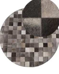 Beliani Matto Lehmannahka Harmaa 140 Cm Bergama Shop