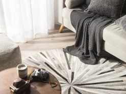 Beliani Matto Lehmannahka Harmaa 140 Cm Simav Best Sale