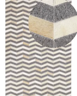 Beliani Matto Lehmannahka Harmaa/Beige 160 X 230 Cm Baggoze Cheap