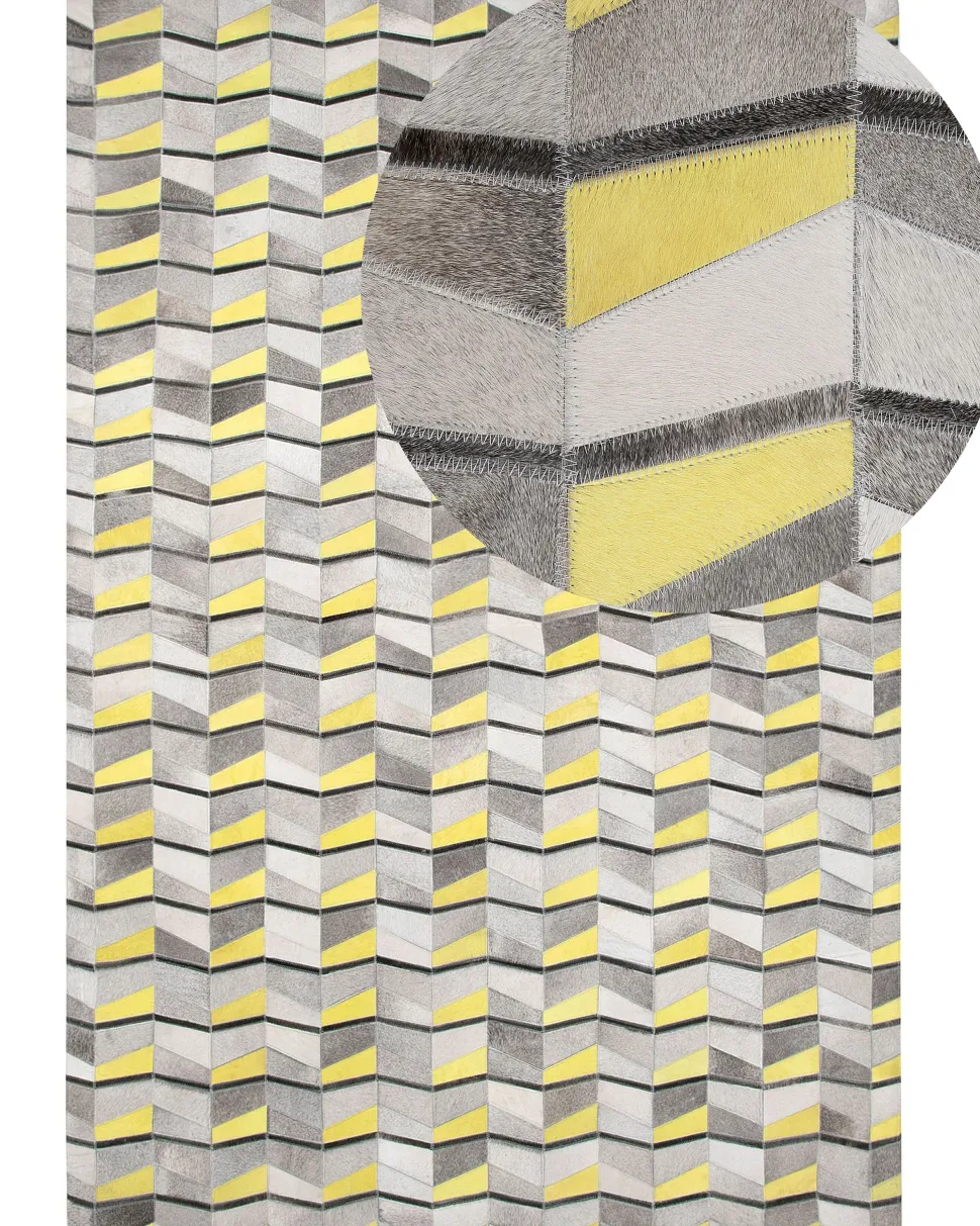 Beliani Matto Lehmannahka Harmaa/Keltainen 160 X 230 Cm Beloren Cheap