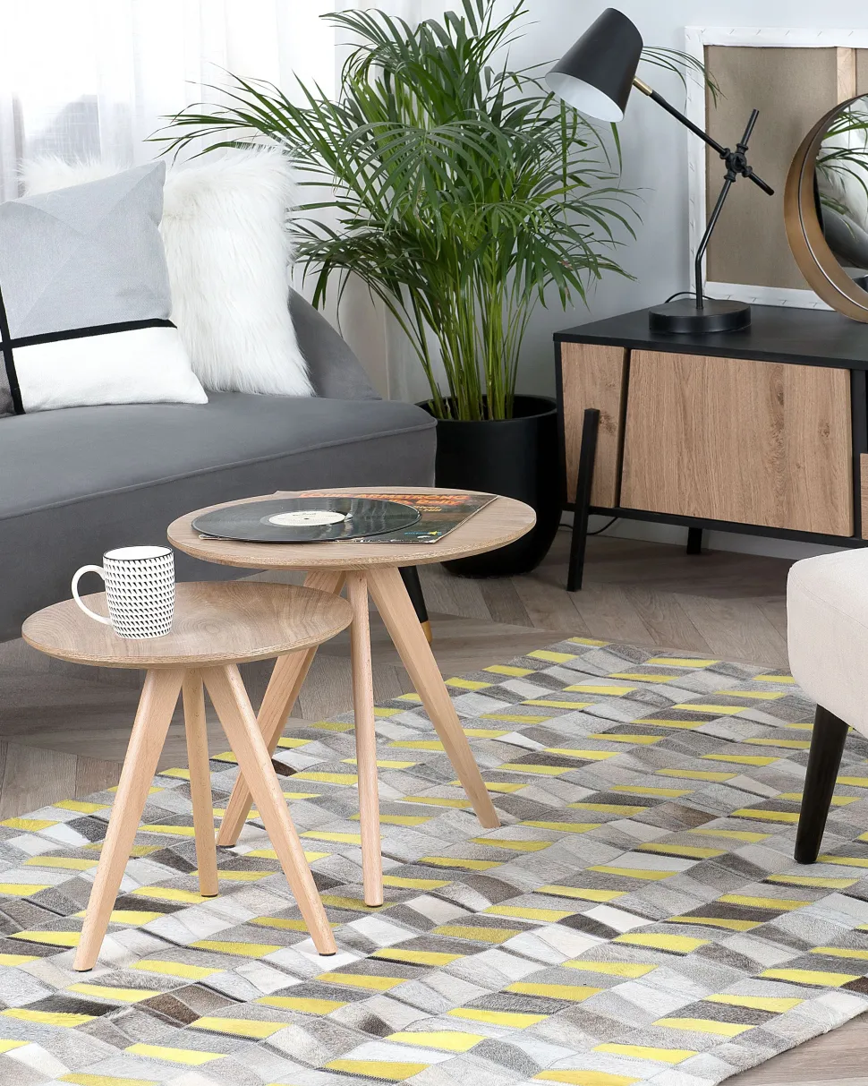 Beliani Matto Lehmannahka Harmaa/Keltainen 160 X 230 Cm Beloren Cheap