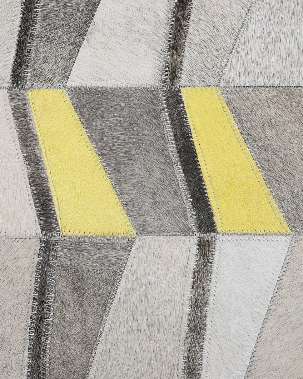 Beliani Matto Lehmannahka Harmaa/Keltainen 160 X 230 Cm Beloren Cheap