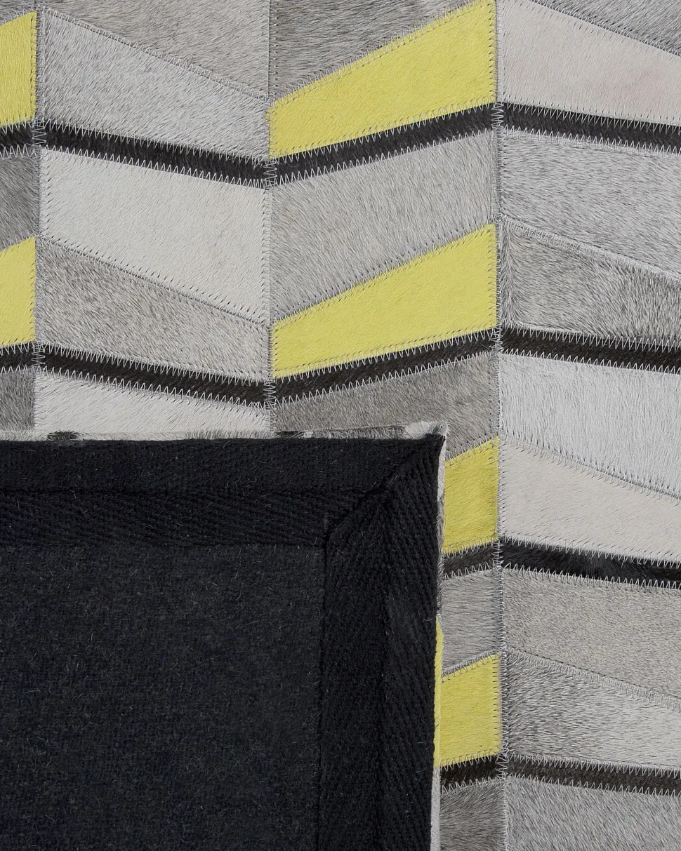 Beliani Matto Lehmannahka Harmaa/Keltainen 160 X 230 Cm Beloren Cheap