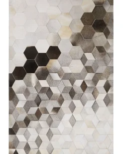 Beliani Matto Lehmannahka Harmaa/Valkoinen 160 X 230 Cm Sason Clearance