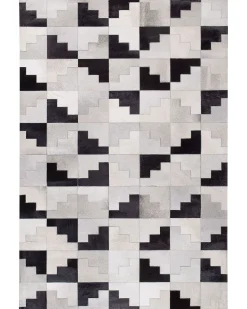 Beliani Matto Lehmannahka Musta/Harmaa 160 X 230 Cm Efirli Best