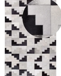 Beliani Matto Lehmannahka Musta/Harmaa 160 X 230 Cm Efirli Best