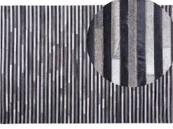 Beliani Matto Lehmannahka Musta/Harmaa 140 X 200 Cm Atalar New