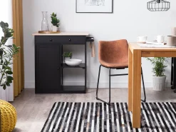 Beliani Matto Lehmannahka Musta/Harmaa 140 X 200 Cm Atalar New