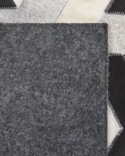 Beliani Matto Lehmannahka Musta/Harmaa 160 X 230 Cm Narman Cheap