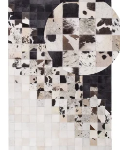 Beliani Matto Lehmannahka Musta/Valkoinen 160 X 230 Cm Kemah Sale