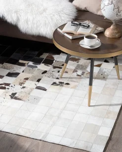 Beliani Matto Lehmannahka Musta/Valkoinen 160 X 230 Cm Kemah Sale