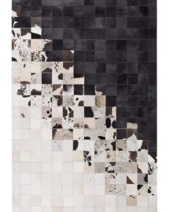 Beliani Matto Lehmannahka Musta/Valkoinen 160 X 230 Cm Kemah Sale