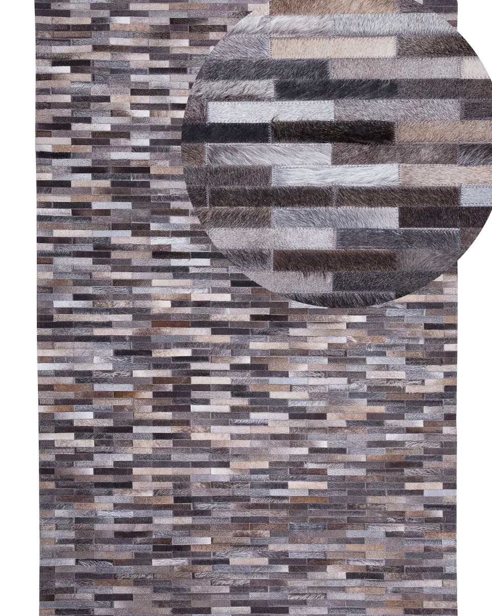 Beliani Matto Lehmannahka Ruskea/Harmaa 140 X 200 Cm Ahilli Online