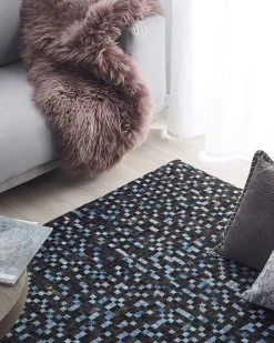 Beliani Matto Lehmannahka Ruskea/Sininen 160 X 230 Cm Ikisu Best