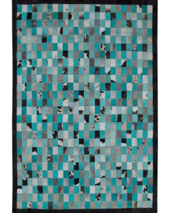 Beliani Matto Lehmannahka Turkoosi/Harmaa 160 X 230 Cm Nikfer Cheap