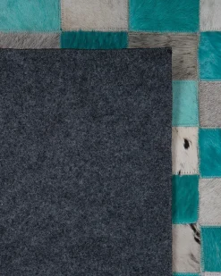 Beliani Matto Lehmannahka Turkoosi/Harmaa 160 X 230 Cm Nikfer Cheap