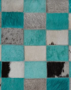 Beliani Matto Lehmannahka Turkoosi/Harmaa 160 X 230 Cm Nikfer Cheap