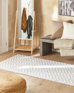 Beliani Matto Polyesteri Valkoinen/Harmaa 80 X 300 Cm Saikheda Shop