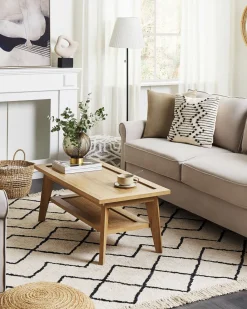 Beliani Matto Puuvilla Beige/Musta 160 X 230 Cm Eldes Sale