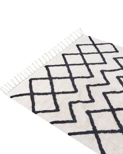 Beliani Matto Puuvilla Beige/Musta 160 X 230 Cm Eldes Sale