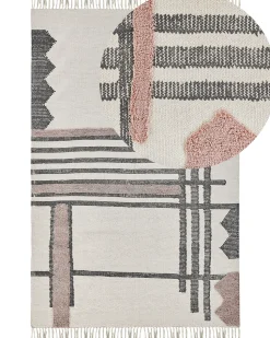 Beliani Matto Puuvilla Beige/Musta 160 X 230 Cm Muradiye Best Sale