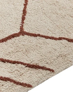 Beliani Matto Puuvilla Beige/Ruskea 200 X 200 Cm Akoren Outlet