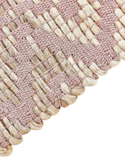 Beliani Matto Puuvilla Beige/Vaaleanpunainen 160 X 230 Cm Gerze Discount