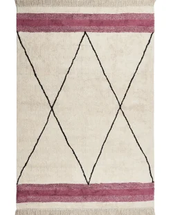 Beliani Matto Puuvilla Beige/Vaaleanpunainen 160 X 230 Cm Afsar Clearance