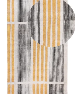 Beliani Matto Puuvilla Keltainen/Musta 140 X 200 Cm Katra Cheap